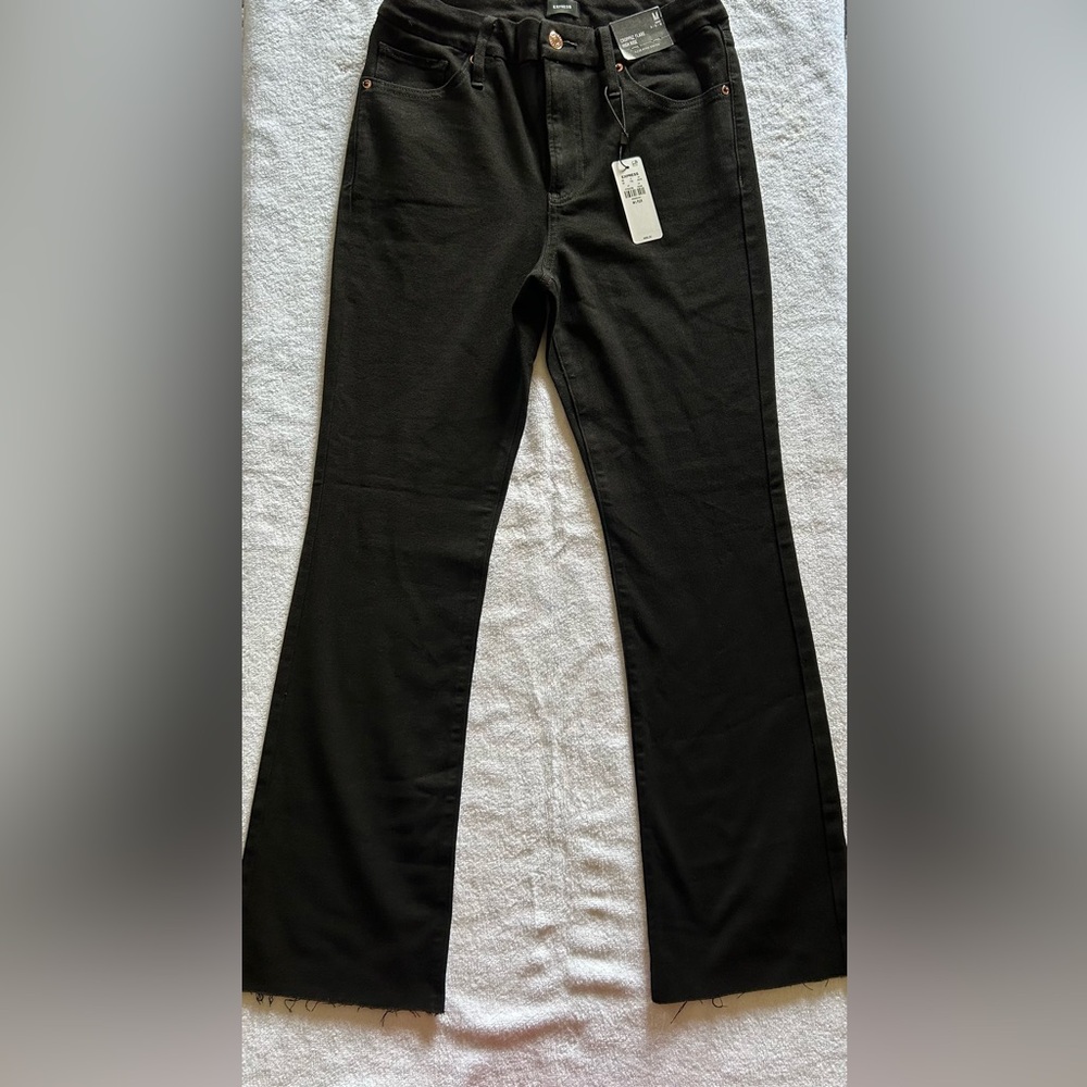 Express Black High Rise Cropped Flare Jeans